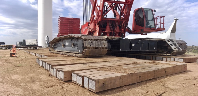 Crane On Timber Mats