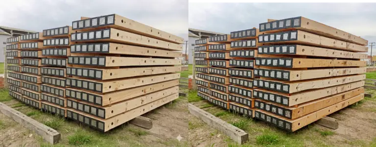 The perfect AI generated Eucalyptus timber mat (left). Compare with the real Eucalyptus timber mat (right)